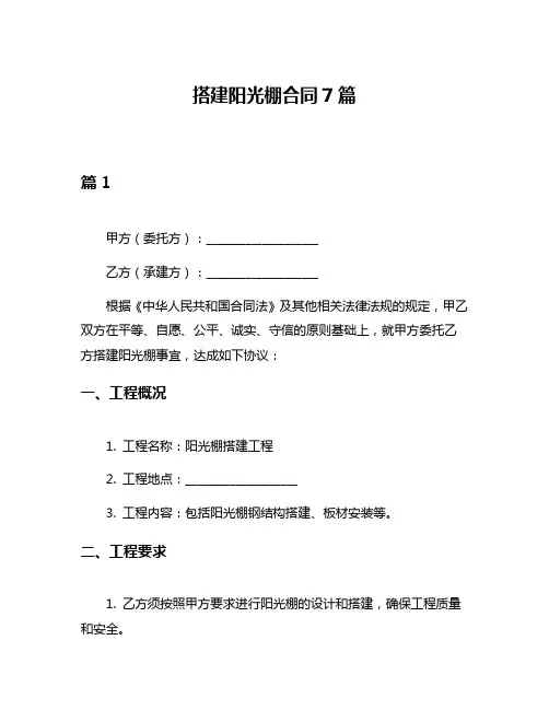 搭建阳光棚合同7篇