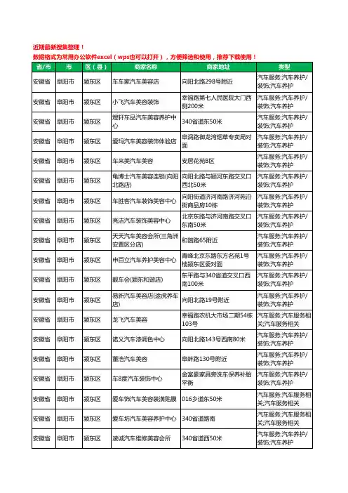 2020新版安徽省阜阳市颍东区汽车装饰工商企业公司商家名录名单黄页联系方式电话大全42家