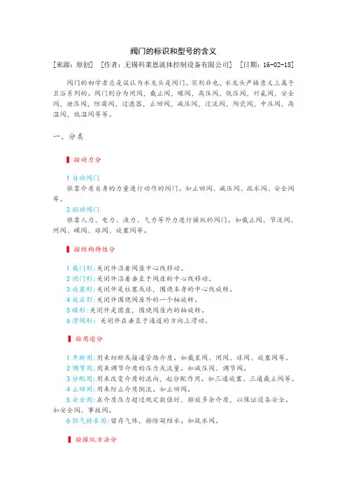 阀门的标识和型号的含义讲解