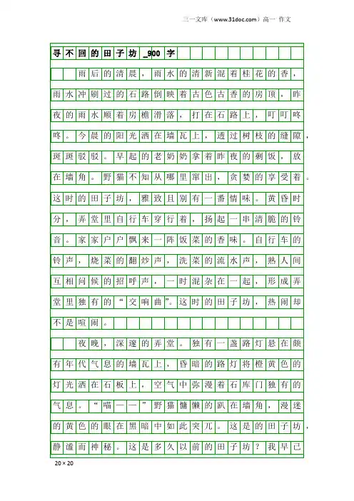 高一作文：寻不回的田子坊_900字