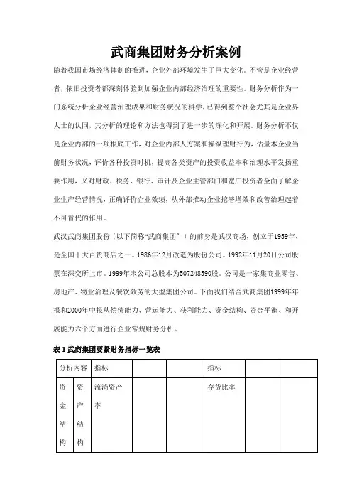 某集团财务分析案例