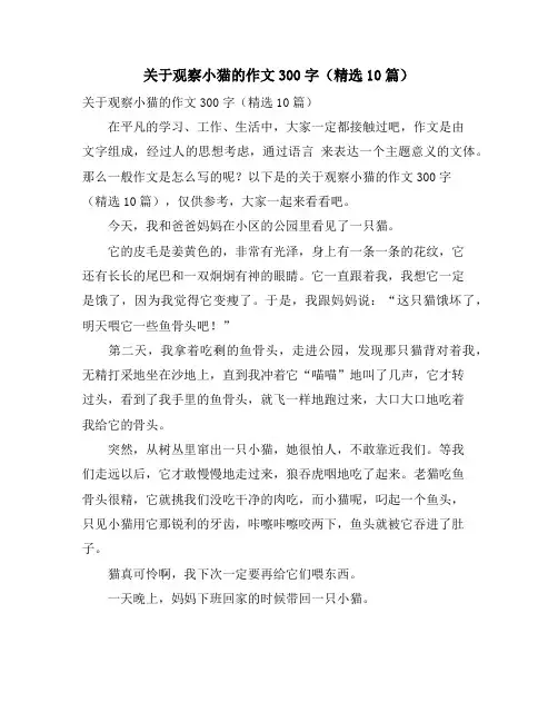关于观察小猫的作文300字(精选10篇)