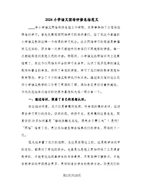 2024小学语文国培研修总结范文(3篇)