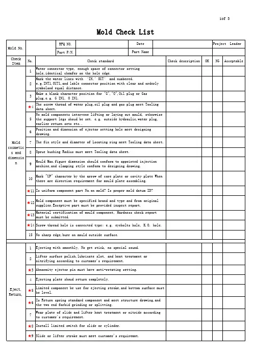 模具验收checklist(中英文)