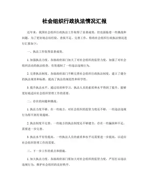 社会组织行政执法情况汇报