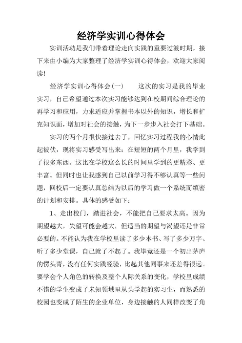 经济学实训心得体会