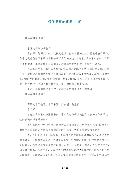 领导视察欢迎词11篇
