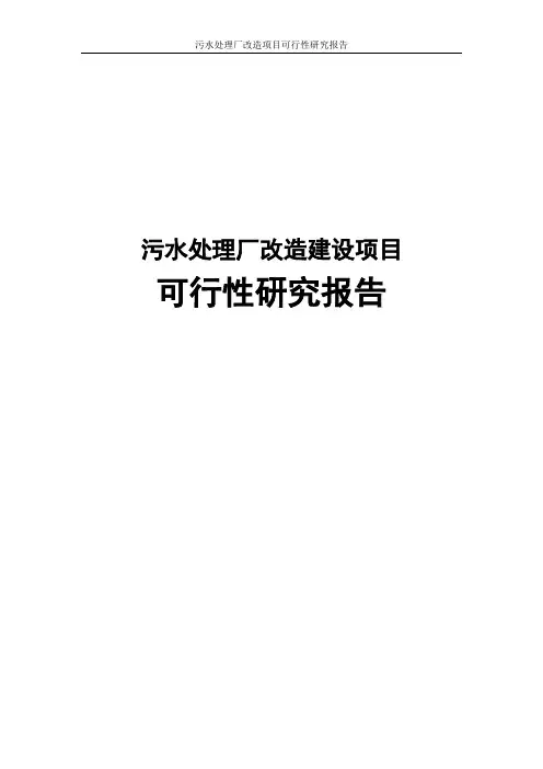 污水处理厂改造项目可行性研究报告