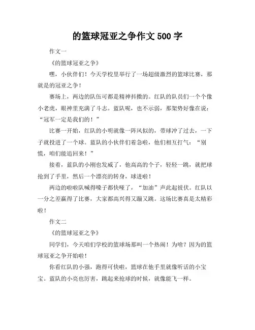 最后的篮球冠亚之争作文500字