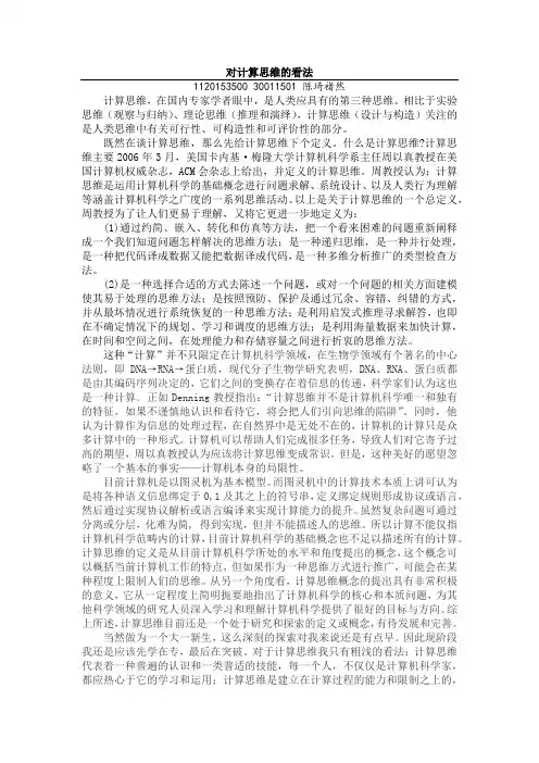 对计算思维的看法