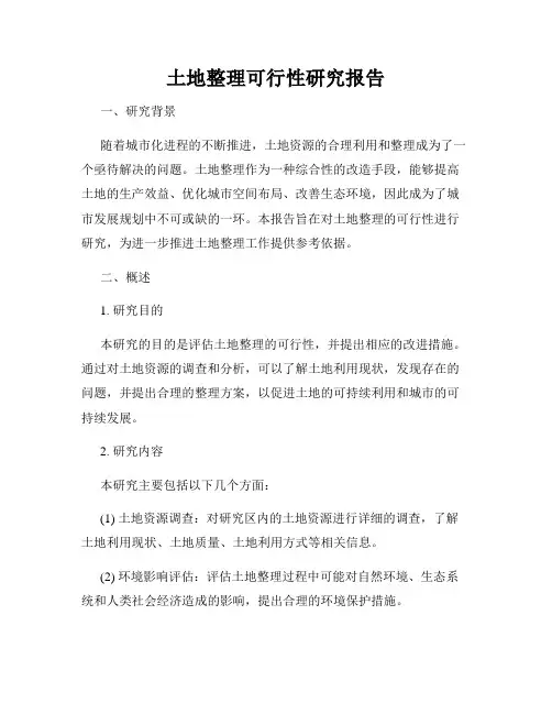 土地整理可行性研究报告