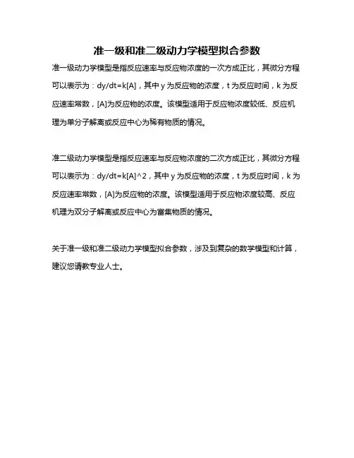 准一级和准二级动力学模型拟合参数