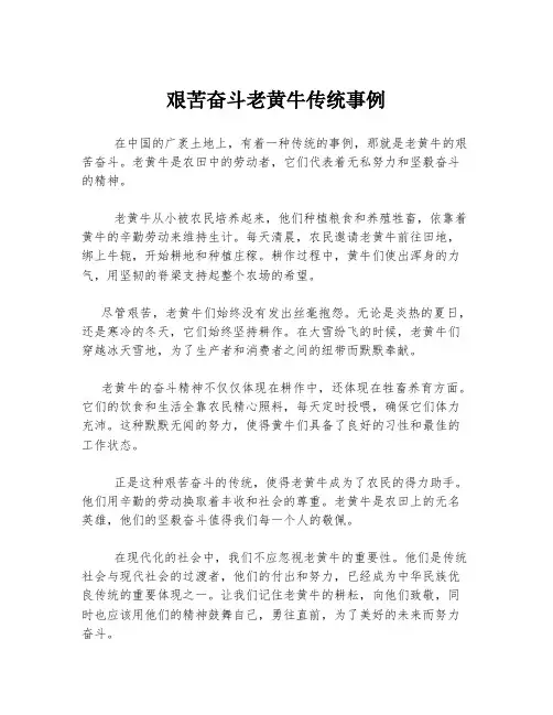 艰苦奋斗老黄牛传统事例