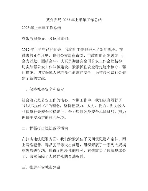 某公安局2023年上半年工作总结