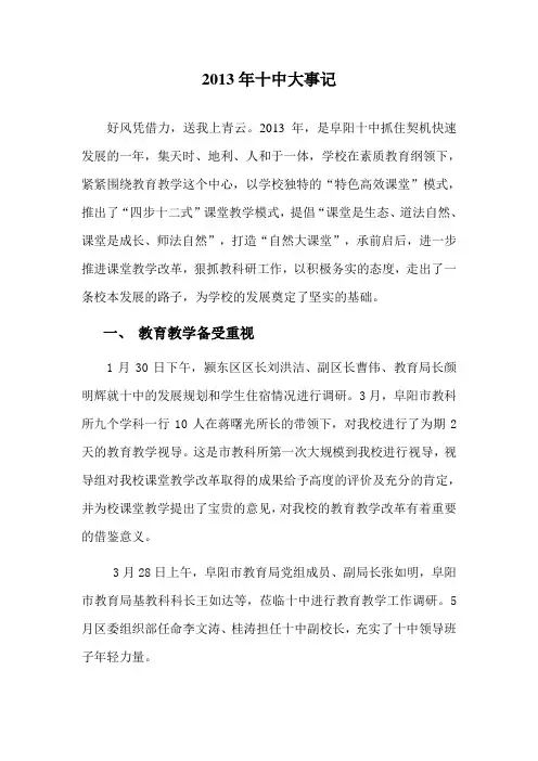 2013大事记
