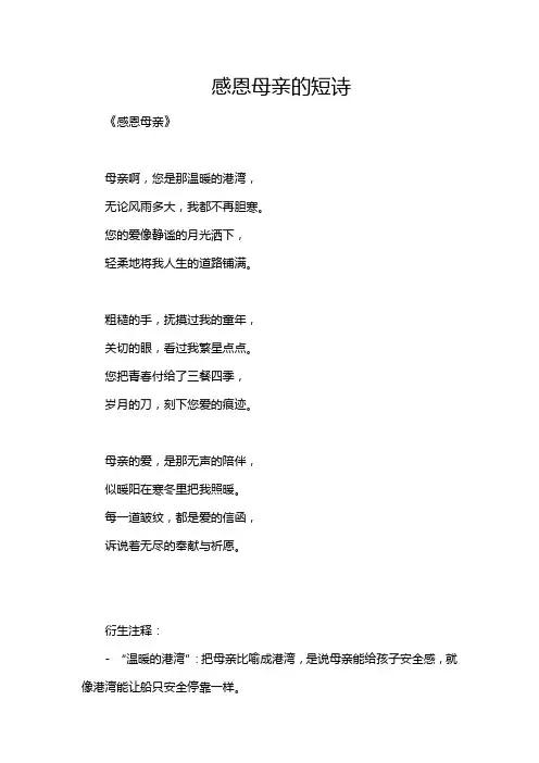 感恩母亲的短诗