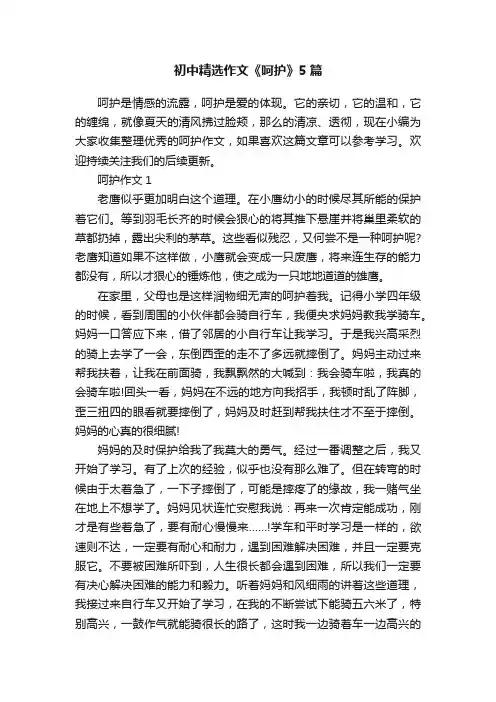 初中精选作文《呵护》5篇