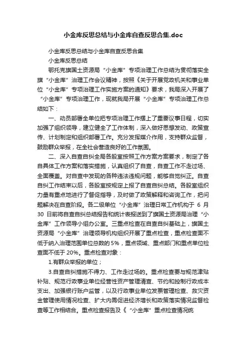 小金库反思总结与小金库自查反思合集.doc