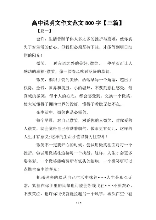 高中说明文作文范文800字【三篇】