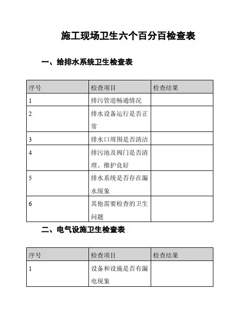 施工现场卫生六个百分百检查表