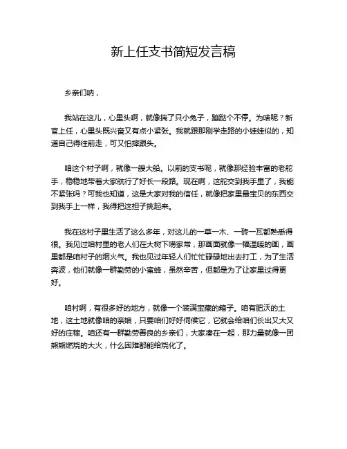 新上任支书简短发言稿