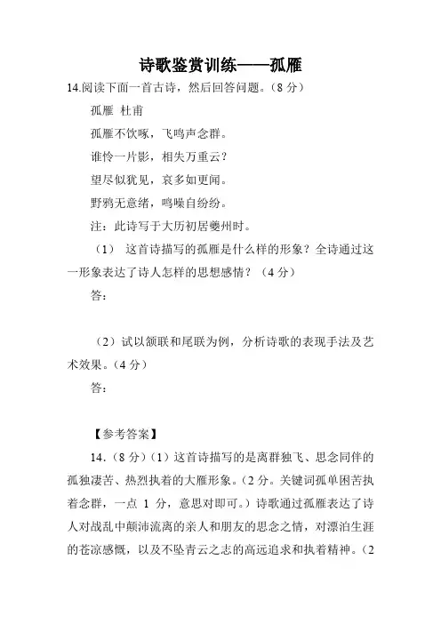 诗歌鉴赏训练——孤雁