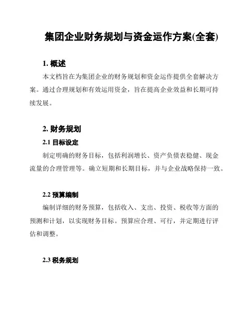 集团企业财务规划与资金运作方案(全套)