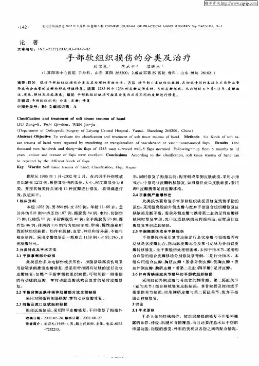 手部软组织损伤的分类及治疗