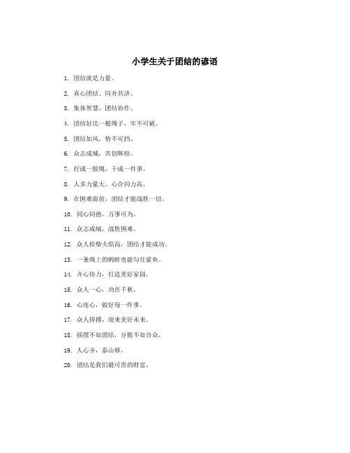 小学生关于团结的谚语