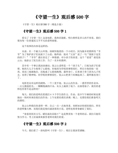 《守望一生》观后感500字