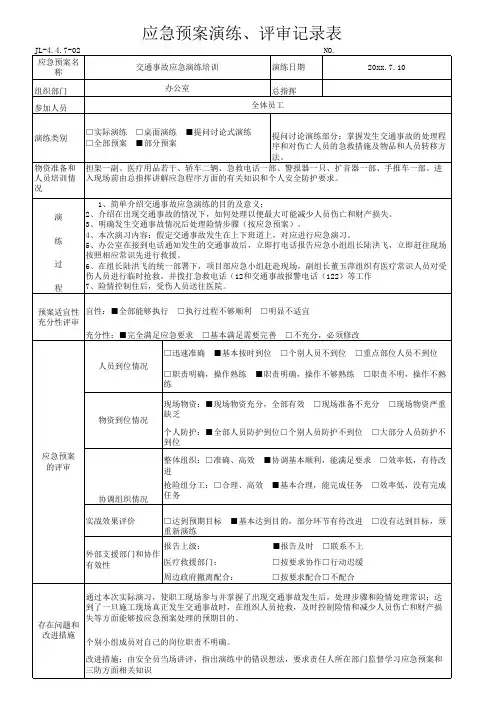 应急预案演练、评审记录表