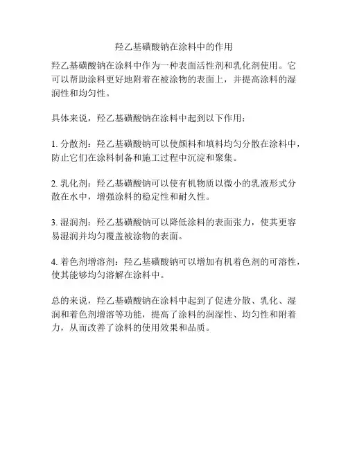 羟乙基磺酸钠在涂料中的作用