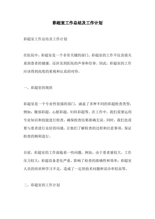 彩超室工作总结及工作计划