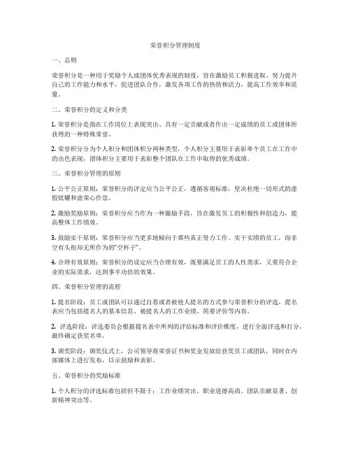 荣誉积分管理制度