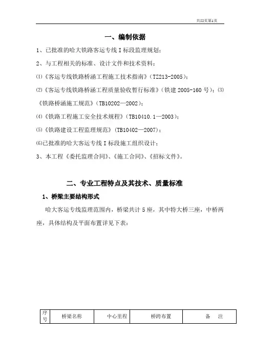 桥梁工程监理实施细则