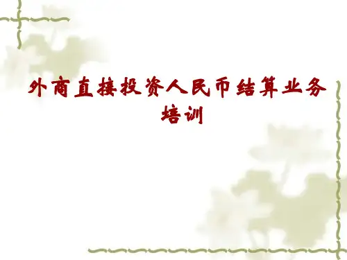 外商直接投资人民币结算业务 培训资料