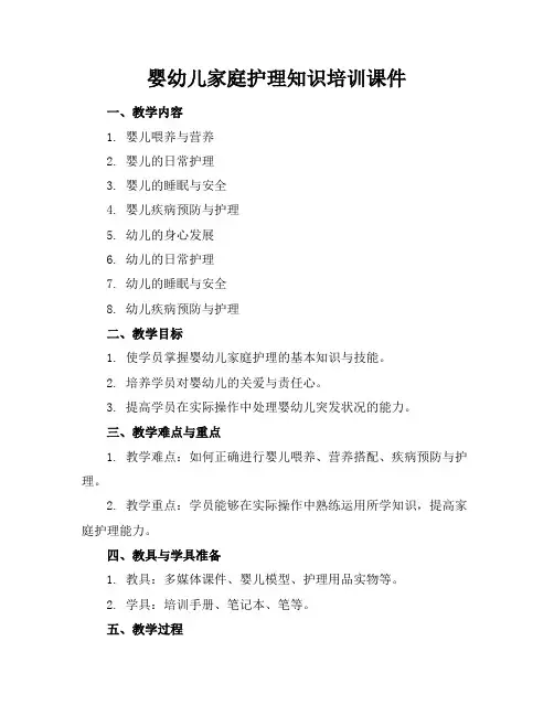 婴幼儿家庭护理知识培训课件