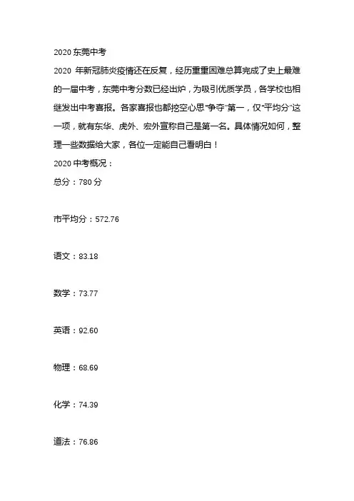 2020东莞中考