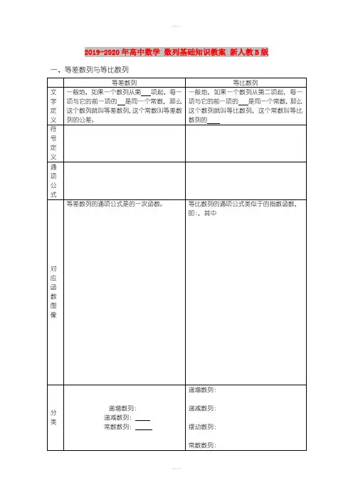 2019-2020年高中数学 数列基础知识教案 新人教B版