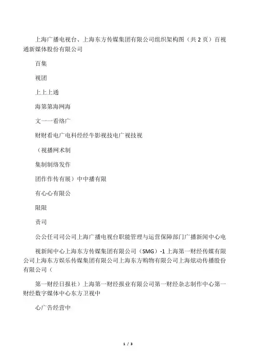 上海广播电视台、上海东方传媒集团有限公司组织架构图(共2页)