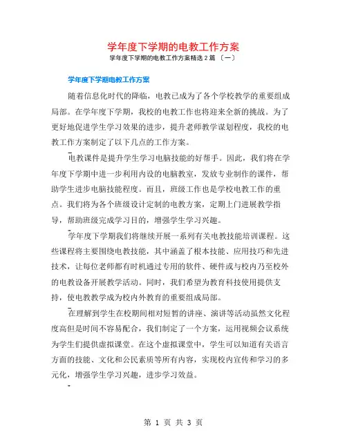 学年度下学期的电教工作计划2篇