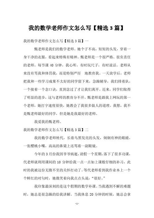 我的数学老师作文怎么写【3篇】