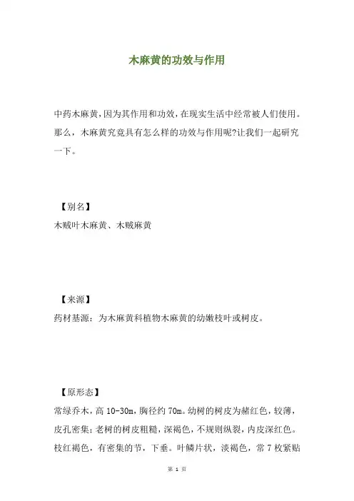 木麻黄的功效与作用