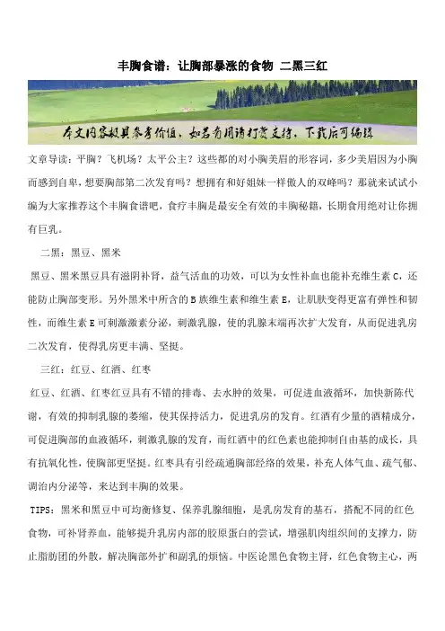 【推荐】丰胸食谱：让胸部暴涨的食物 二黑三红