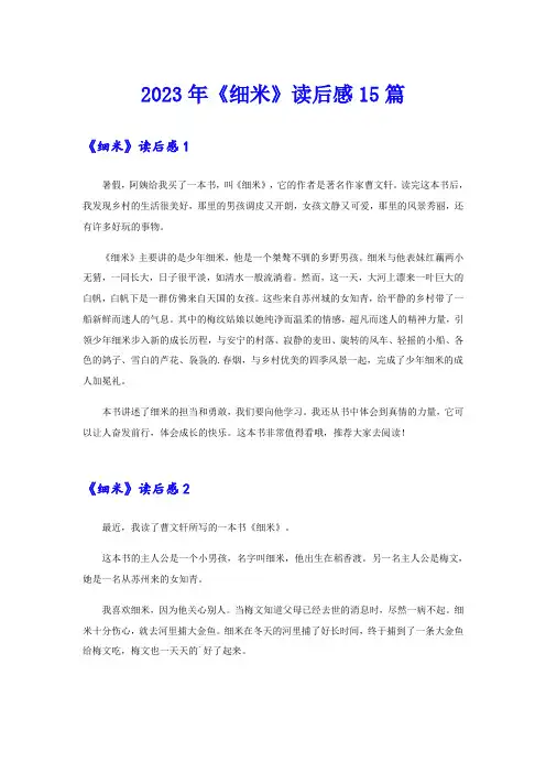 2023年《细米》读后感15篇
