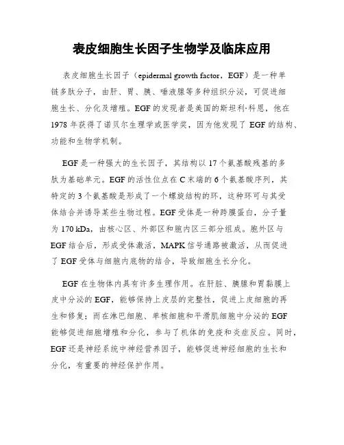 表皮细胞生长因子生物学及临床应用