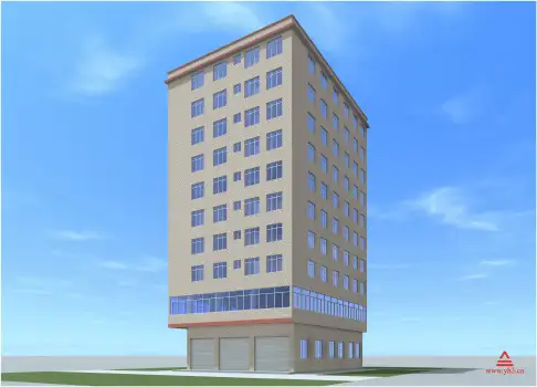 20x14米 十层自建商住两用二层出租酒店旅馆建筑平面图户型方案图外观效果图结构施工图全套图纸参考图纸