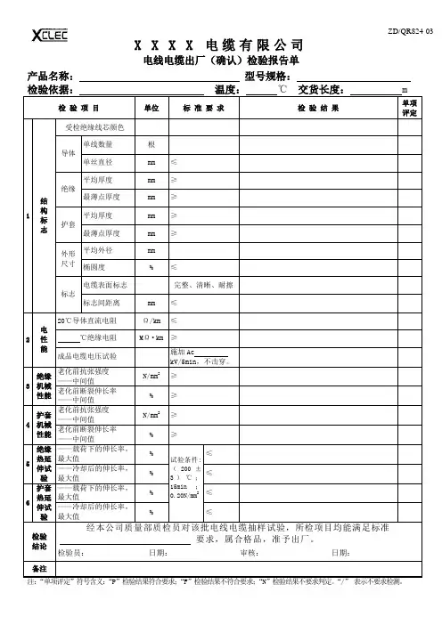 2017通用橡套软电线电缆检验报告单-编制：高南城