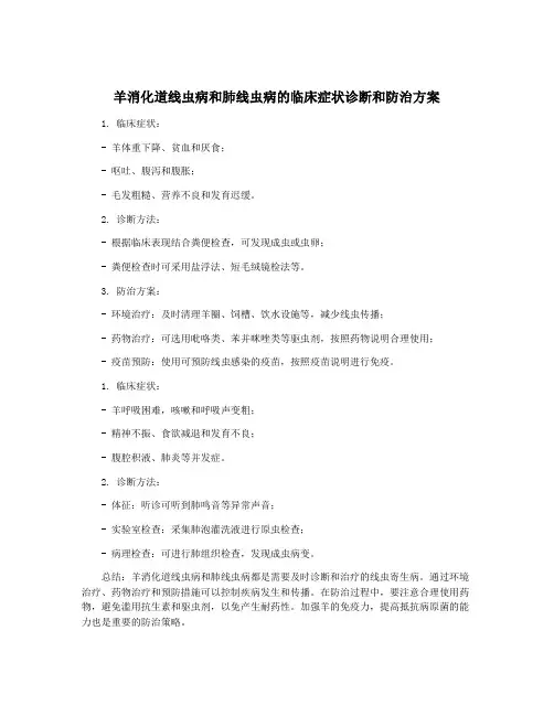 羊消化道线虫病和肺线虫病的临床症状诊断和防治方案