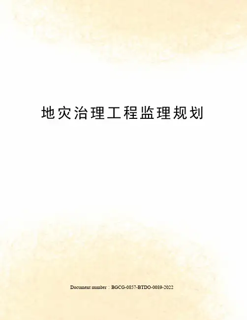 地灾治理工程监理规划